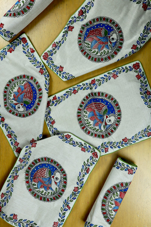 Madhubani Handpainted Chanderi Table Mats