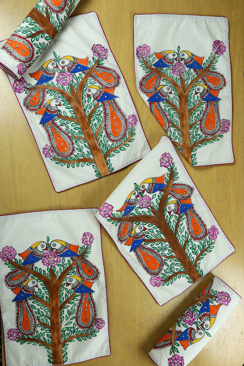 Madhubani Handpainted Chanderi Table Mats