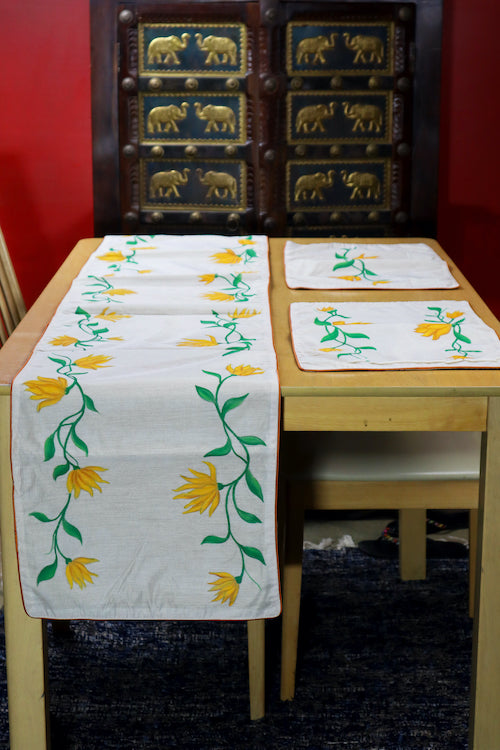 Madhubani Handpainted Chanderi Table Runner