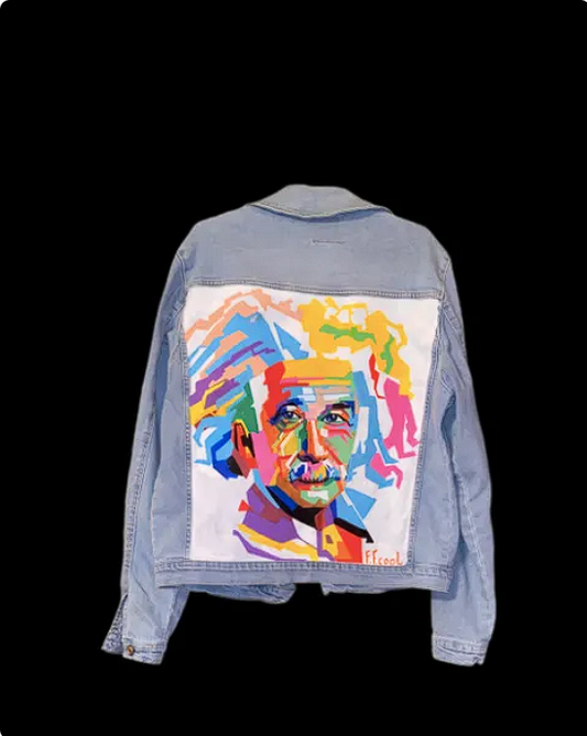 Einstein : Handpainted Customised Denim Jacket