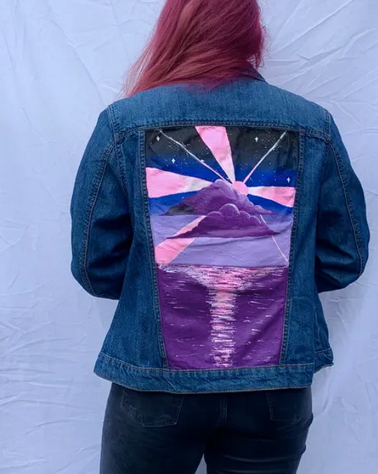 Close to Nature Hand painted Unisex Customized Denim Jeans Jacket