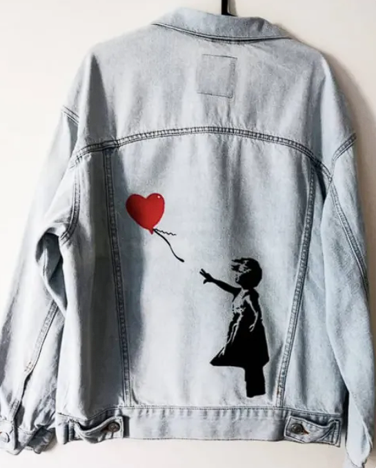 Heartfelt Wanderlust: Unisex Handpainted Denim Customised Jacket