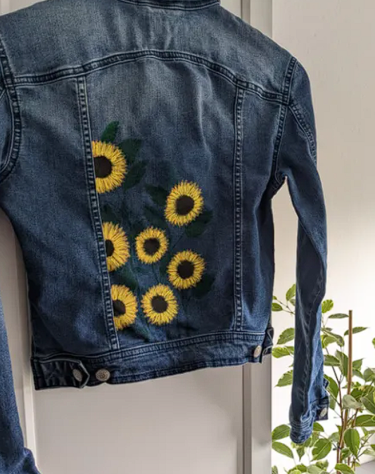 Blossoming: Handpainted Denim Jacket