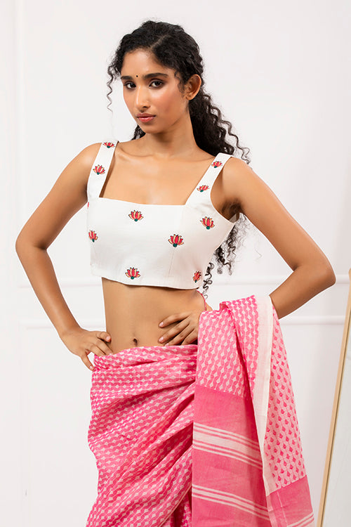 "Lotus Whisper" Handpainted Blouse