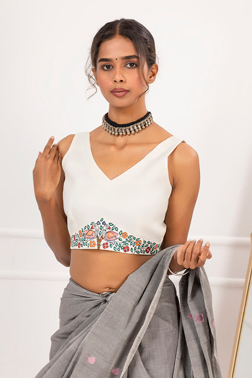 "Peacock Perch" Handpainted Blouse