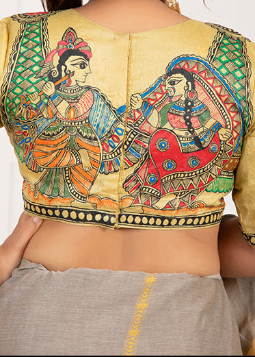 "The Flute & Her Heart" Handpainted Silk Blouse