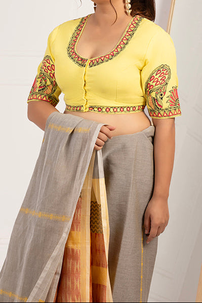 "Vanamayuri" Handpainted Blouse