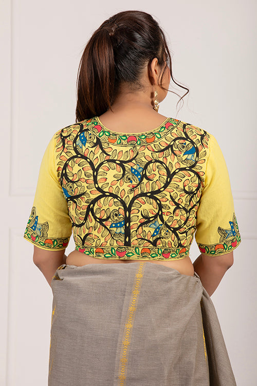 "Resting Wings" Handpainted Silk Blouse