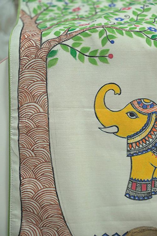 Chanderi Silk Handpainted Elephant Table Mat