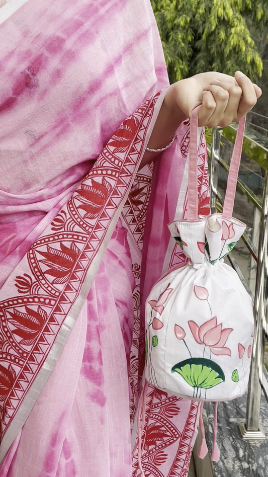 Whispers in Pink – Hand painted Shibori Saree