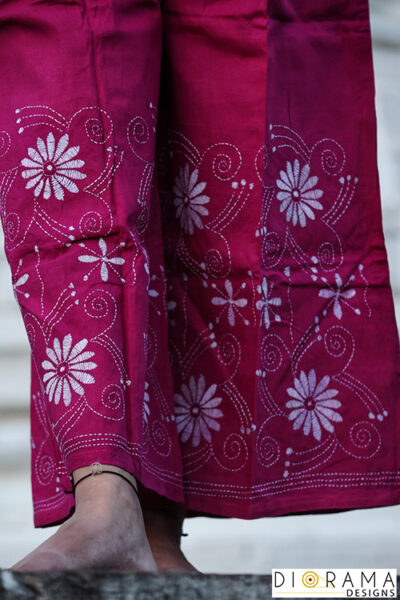 Kantha Stitch Hand Embroidered Cotton Palazzo