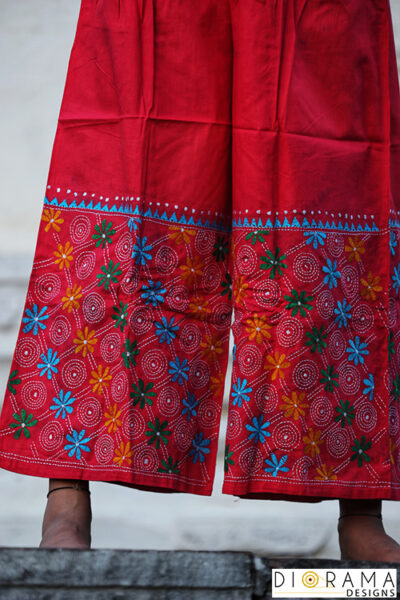 Kantha Stitch Hand Embroidered Cotton Palazzo