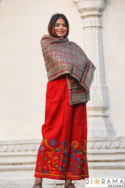 Kantha Stitch Hand Embroidered Cotton Palazzo