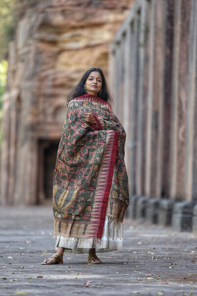 Diorama Designs Kalamkari Silk Dupatta