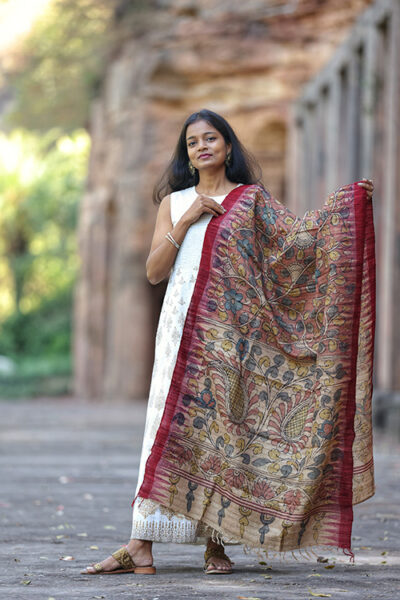 Handloom Kalamkari Silk Dupatta