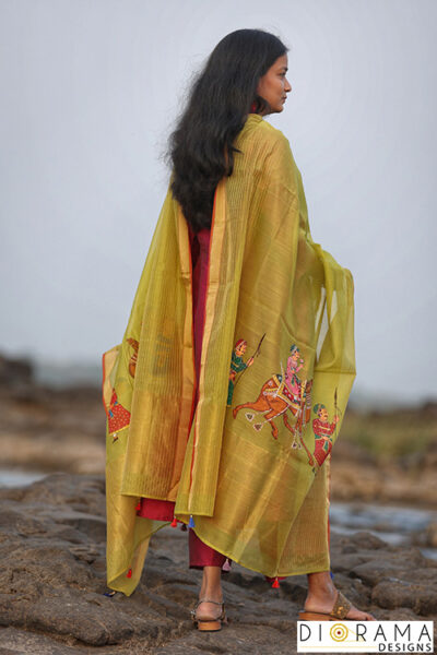 Pichwai Chanderi Silk Hand Painted Dupatta