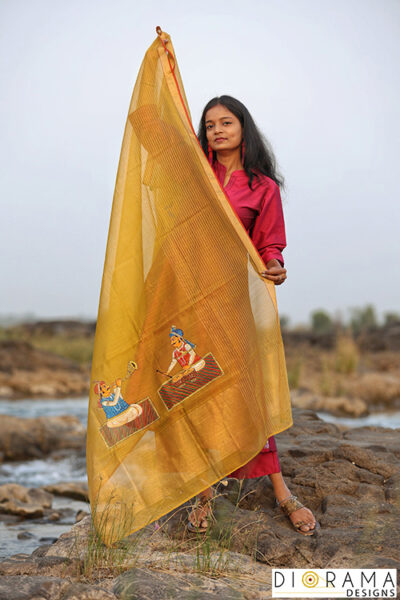 Pichwai Chanderi Silk Hand Painted Dupatta