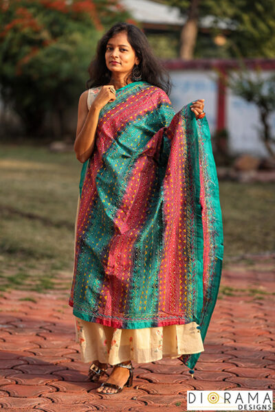 Kantha Stitch Hand-Embroidered Dupatta