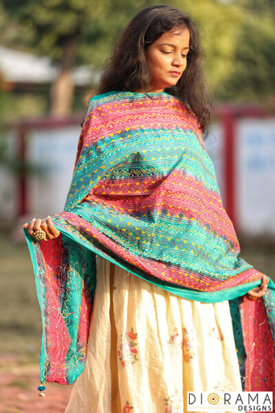 Kantha Stitch Hand-Embroidered Dupatta