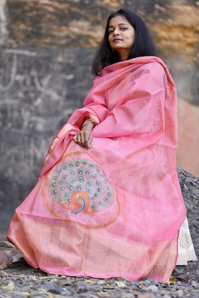 Pichwai Chanderi Silk Hand Painted Dupatta