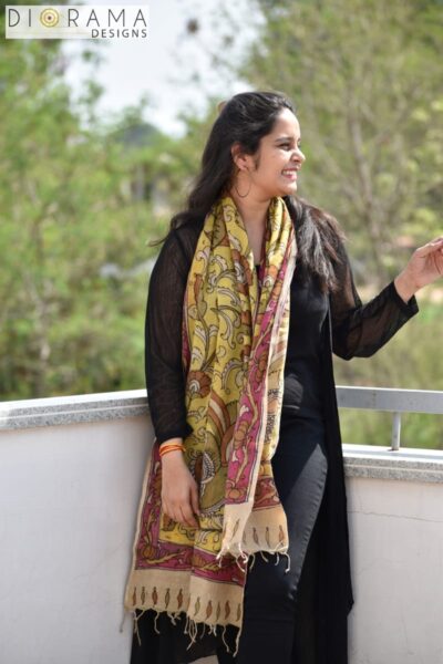 Kalamkari Hand-Painted Cotton Stole