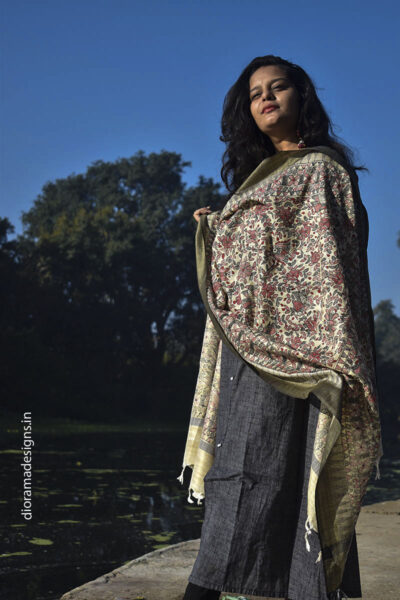 Madhubani Hand-painted Cotton Dupatta