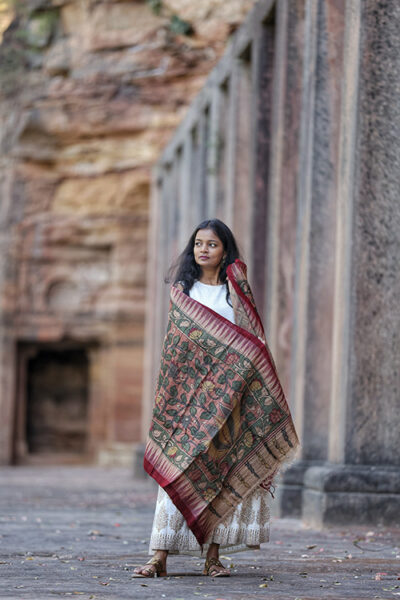 Diorama Designs Kalamkari Silk Dupatta