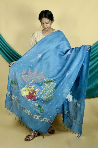 Pattachitra “Sangini” Handpainted Munga Silk Dupatta