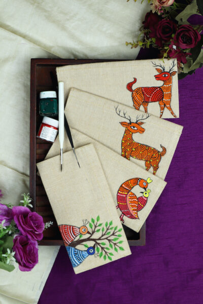 Jute Hanpainted Gond Art Envelope – Set of 4