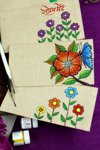 Jute Hanpainted Blooms of Bliss Envelope – Set of 4