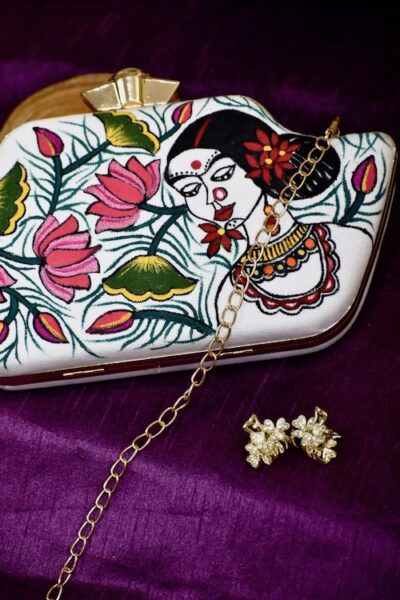 A Lady Painted Perfection Hand-painted Box Clutch