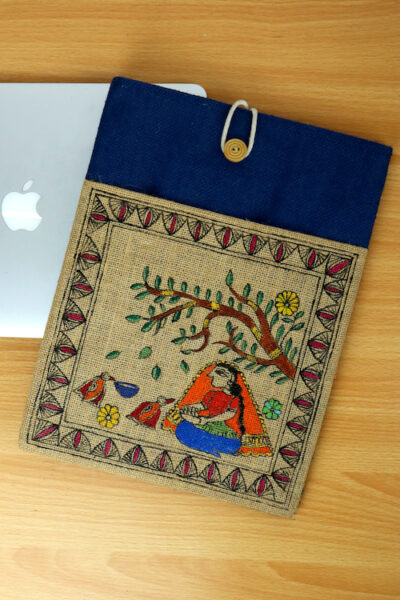 Madhubani Handpainted Canvas Laptop Sleeve