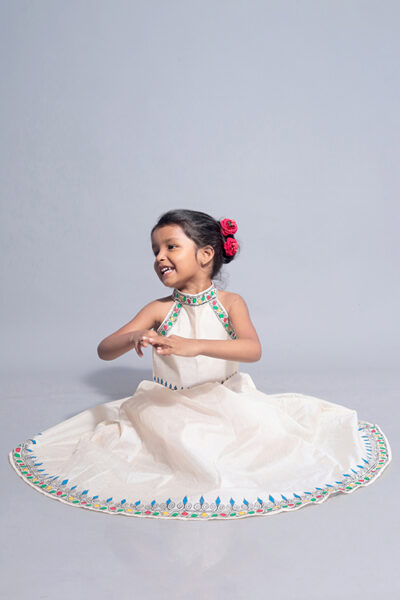 Diorama Designs “Serene” Handpainted Kids Crop Top & Lehenga Set