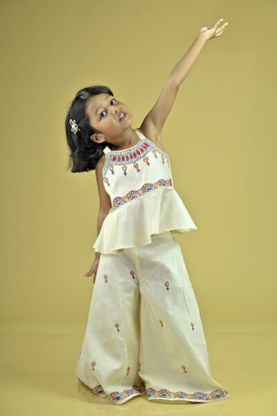 Diorama Designs “Matasya”  Handpainted Palazzo & Peplum Top Set