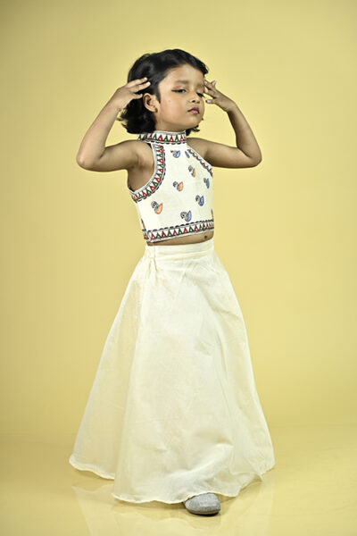 Diorama Designs “Essence” Handpainted Kids Crop Top & Skirt