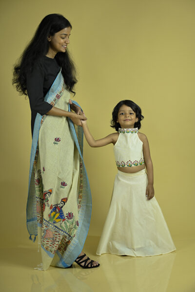 Diorama Designs “Compose” Handpainted Kids Crop Top & Long Skirt