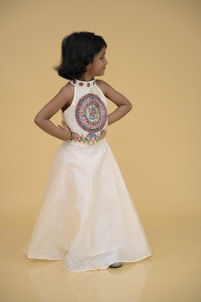 Diorama Designs “Flourish” Handpainted Kids Crop Top & Long Skirt