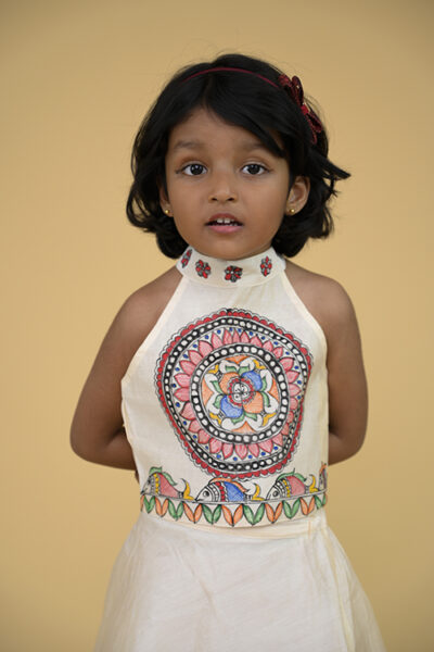 Diorama Designs “Flourish” Handpainted Kids Crop Top & Long Skirt