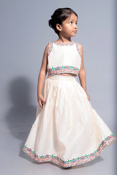 Diorama Designs “Nature” Handpainted Kids Crop Top & Lehenga Set