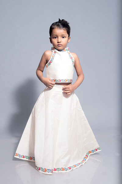 Diorama Designs “Marine” Handpainted Kids Crop Top & Lehenga Set