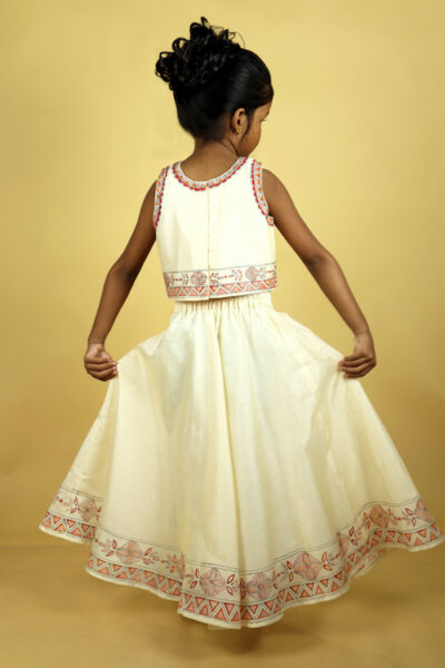 Diorama Designs “Princess in Bloom” Handpainted Kids Crop Top & Lehenga Set